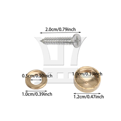BQLZR 8pcs 12mm Dia Golden Furniture Fittings Table Mirror Cap Copper with Screws