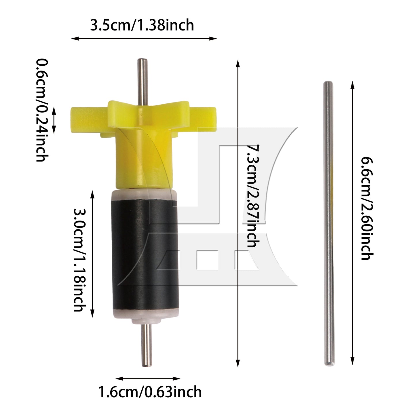 BQLZR Yellow 16mm Replacement Impeller Miniature Submersible Pumps Dedicated Rotor