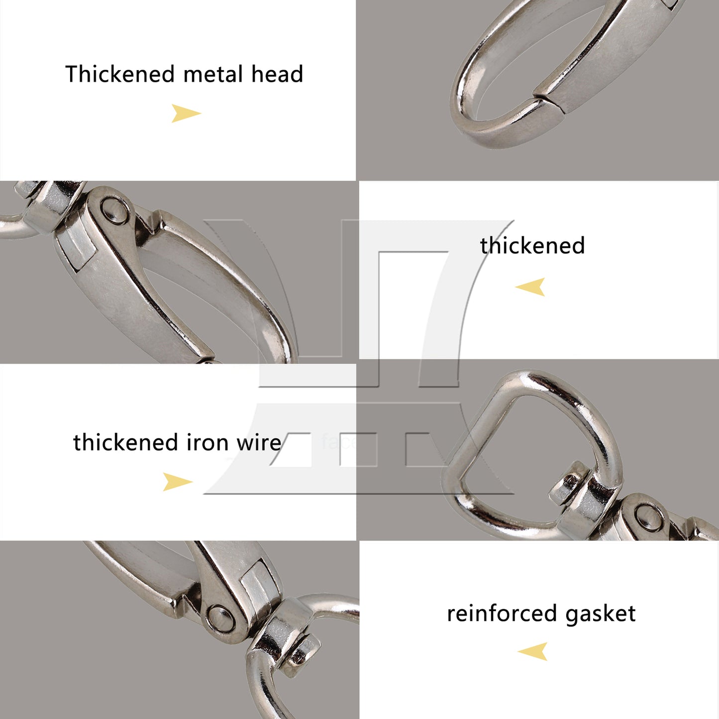 BQLZR 10pcs 16mm D-shape Swivel Zinc Alloy Clasps Buckle Snap Hook for Bag Straps