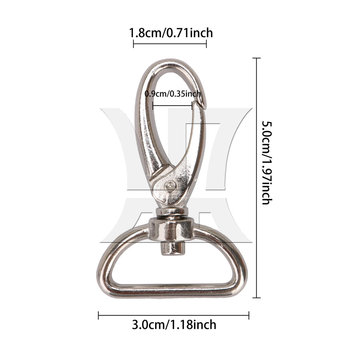 BQLZR 10 Pieces 25mm D-shape Zinc Alloy Lobster Clasps Buckle Swivel Snap Hook