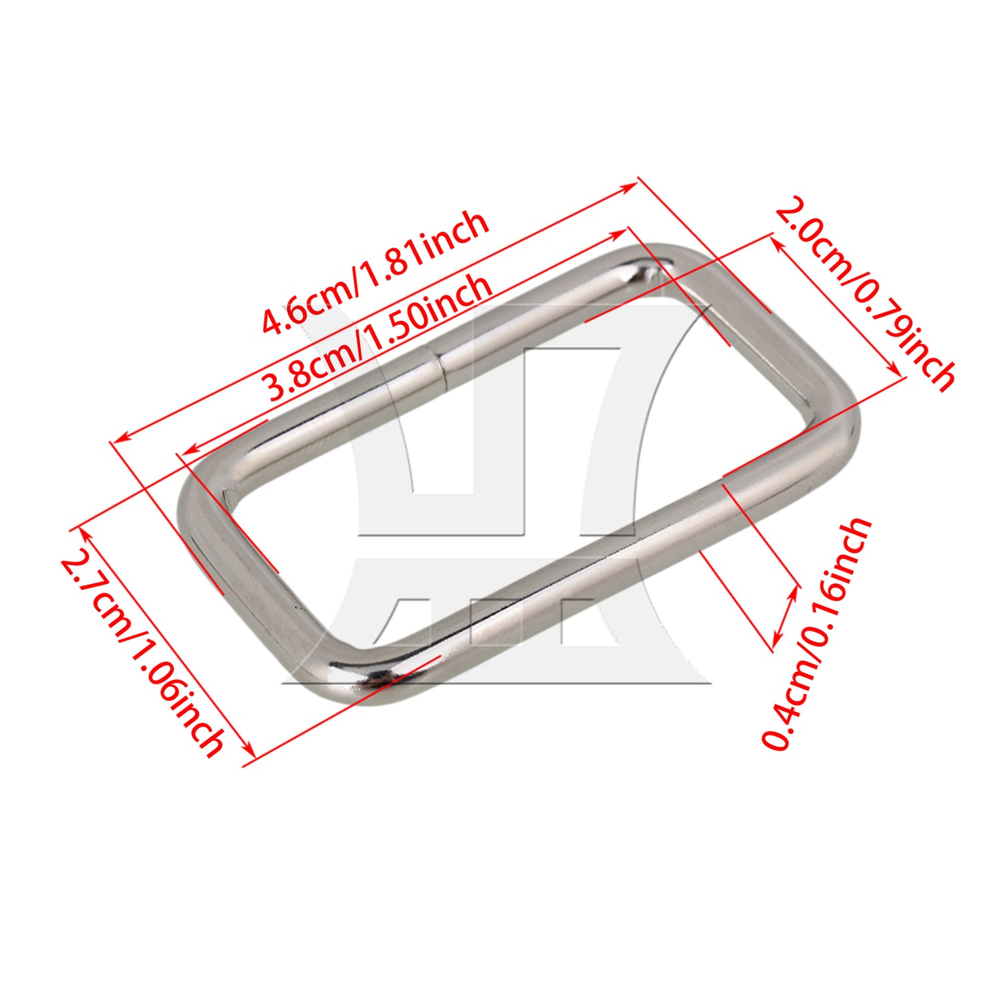 BQLZR 3.8cm Silver Metal Heavy Rectangle Rings for Handbags & Bags