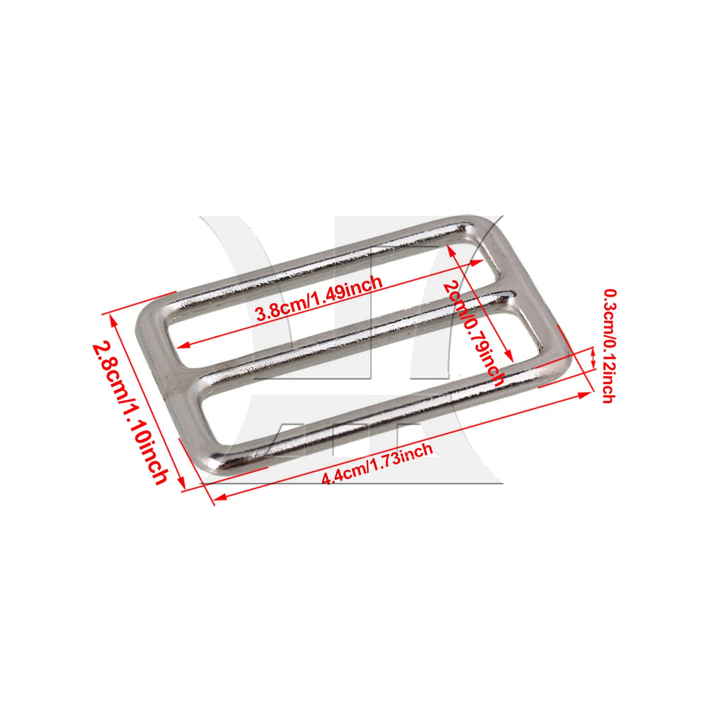 BQLZR Silver Zinc Alloy Nickel Plated WeldedTri-glides Buckles for Handbag