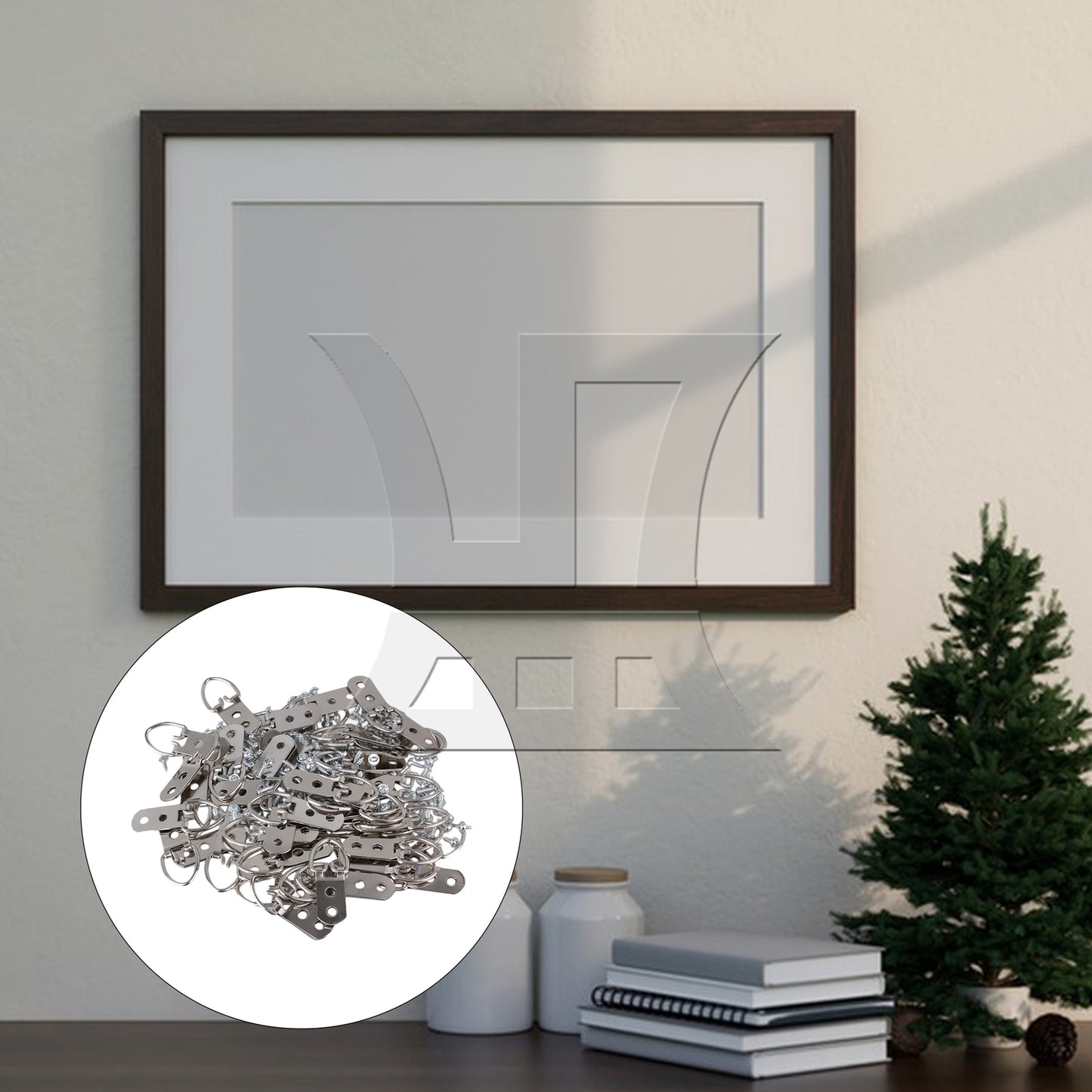 BQLZR 50 x Iron D Ring Mirror Photo Picture Frame Hooks BQLZR Hanger w/ Screws 55x22mm