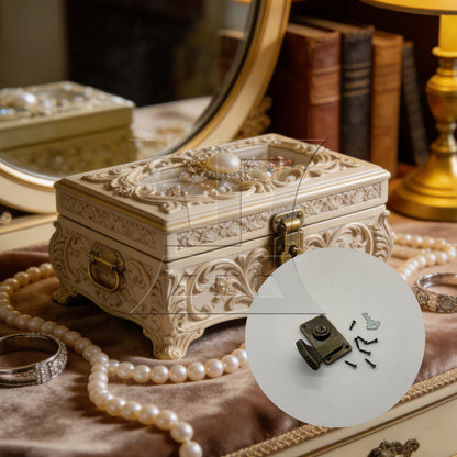 BQLZR 74x41mm Antique Box Latch Jewelry Boxes Suitcase Cabinet Set of 2