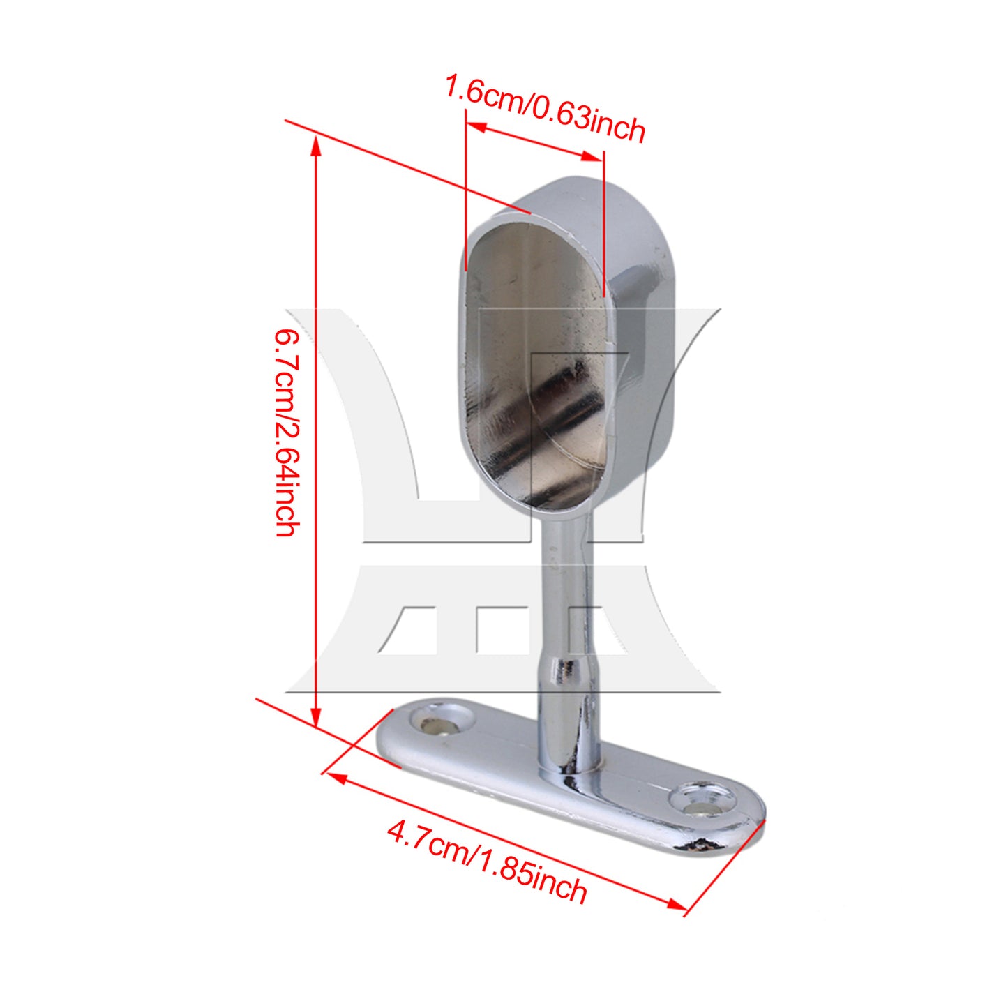 BQLZR 16mm Zinc Alloy Oval Closet Rod Support Hanging Seat