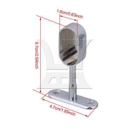 BQLZR 16mm Zinc Alloy Oval Closet Rod Support Hanging Seat
