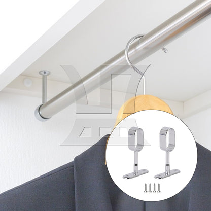BQLZR 16mm Zinc Alloy Oval Closet Rod Middle Support Hanging Pass Pack of 2