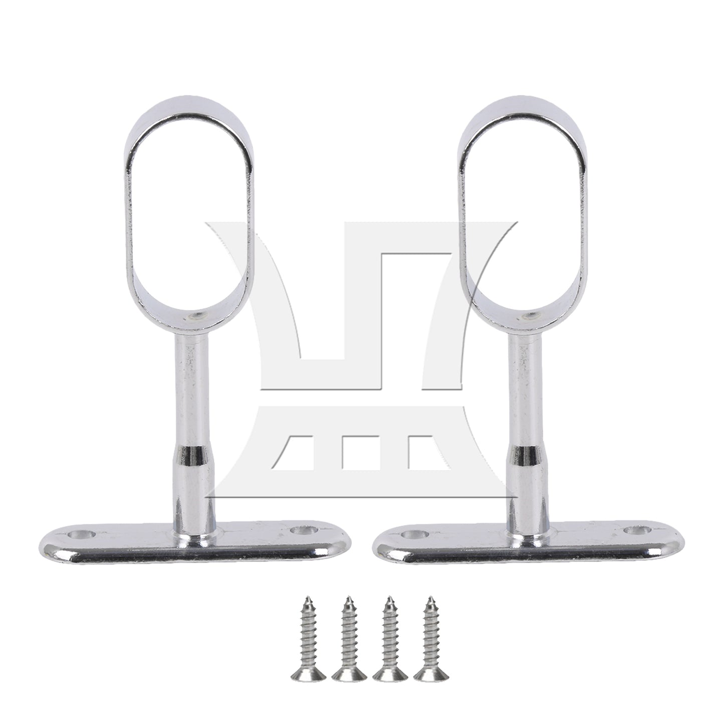 BQLZR 16mm Zinc Alloy Oval Closet Rod Middle Support Hanging Pass Pack of 2