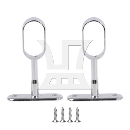BQLZR 16mm Zinc Alloy Oval Closet Rod Middle Support Hanging Pass Pack of 2