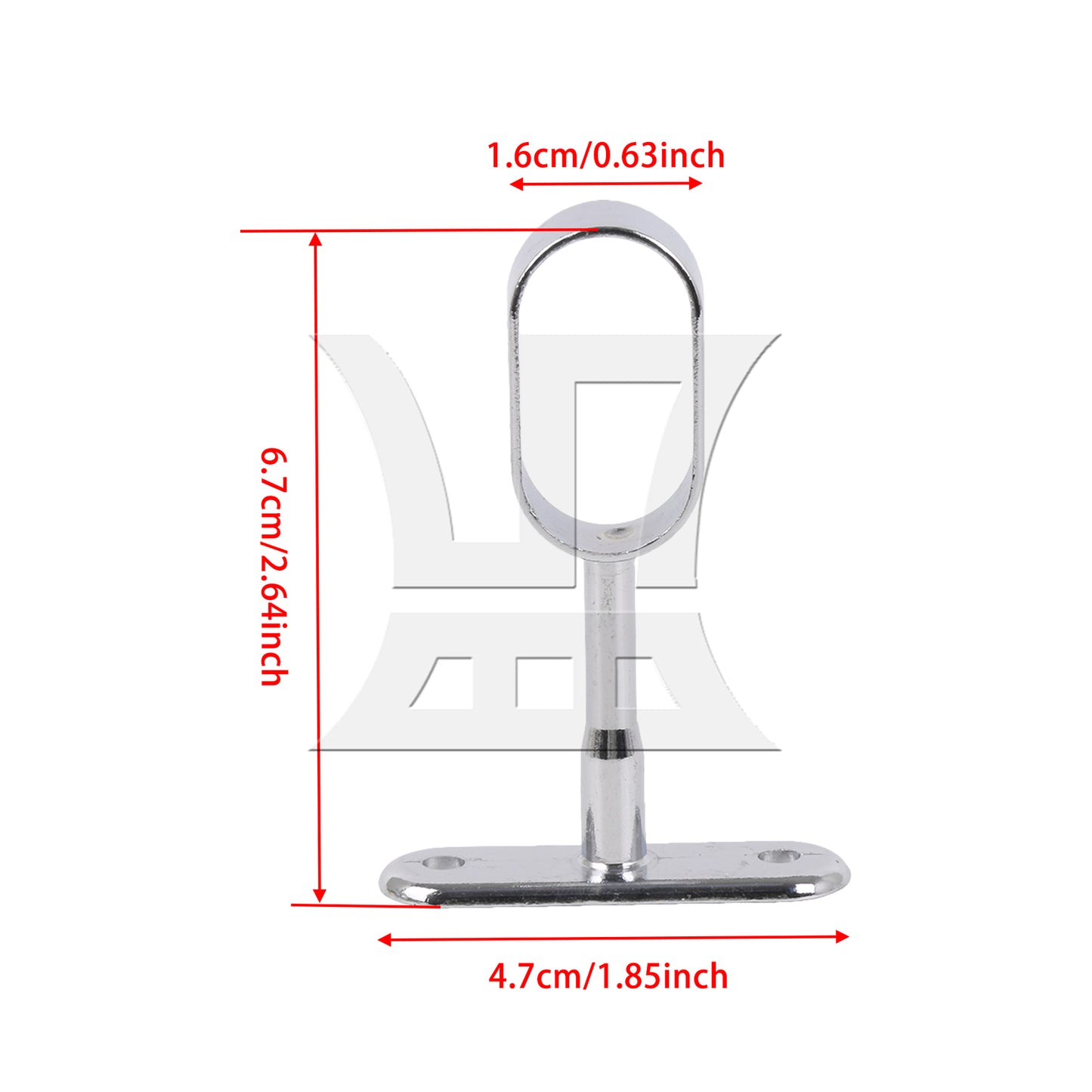 BQLZR 16mm Zinc Alloy Oval Closet Rod Middle Support Hanging Pass Pack of 2