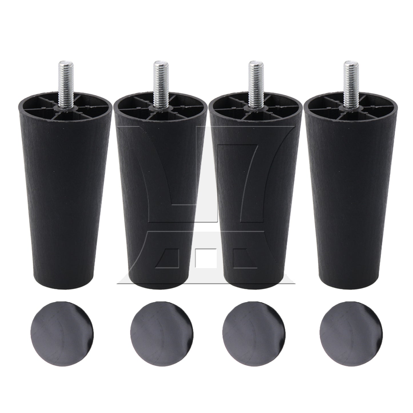 BQLZR Round Tapered Black Plastic Furniture Legs for Sofa 120x 60 x 38mm