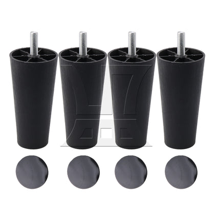 BQLZR Round Tapered Black Plastic Furniture Legs for Sofa 120x 60 x 38mm