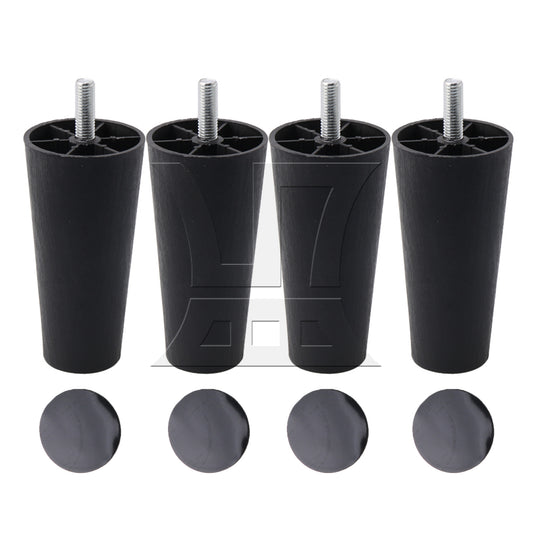 BQLZR Round Tapered Black Plastic Furniture Legs for Sofa 120x 60 x 38mm