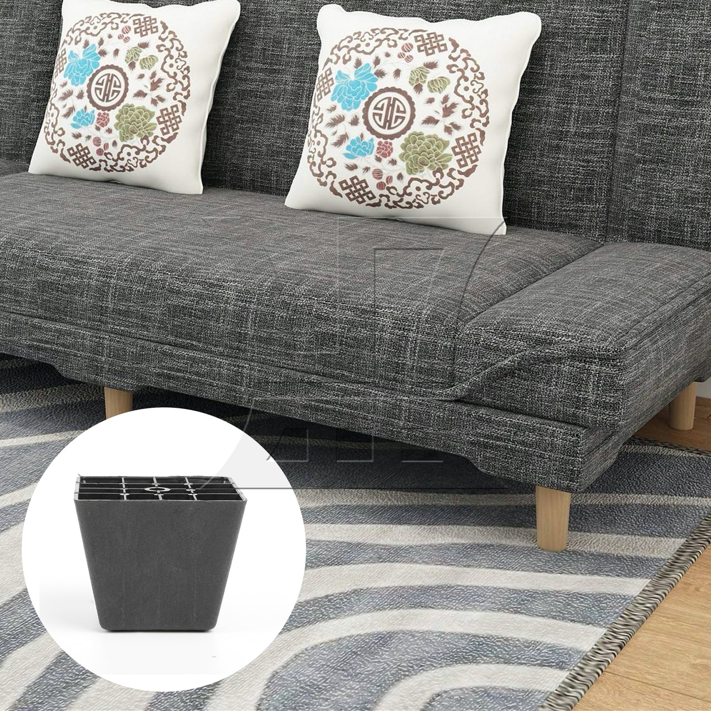 BQLZR Trapezoid Black Plastic Furniture Legs for Sofa 80 x 98 x 65mm BQLZR