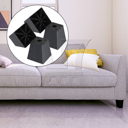 BQLZR Trapezoid Black Plastic Furniture Legs for Sofa 98x98x67mm