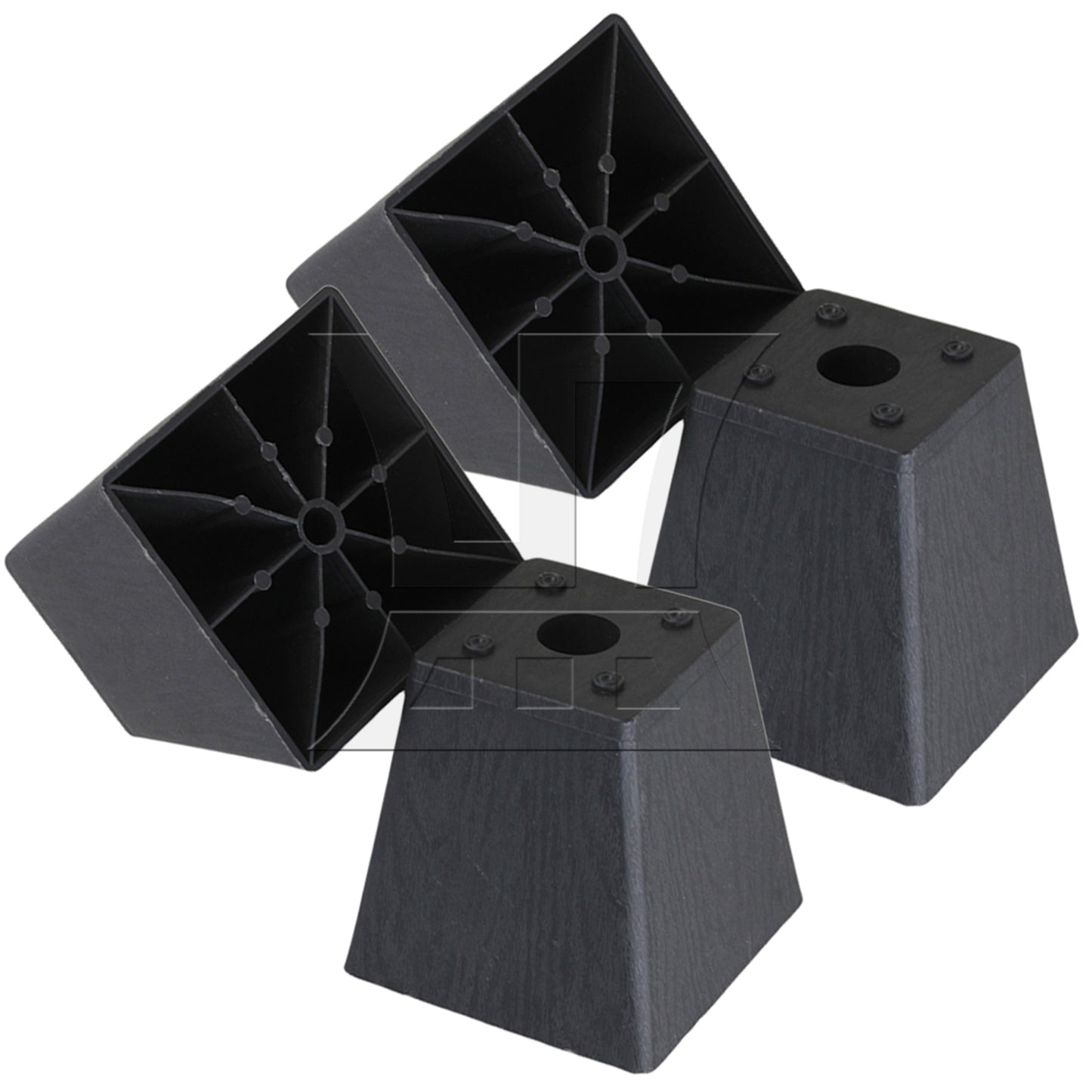 BQLZR Trapezoid Black Plastic Furniture Legs for Sofa 98x98x67mm