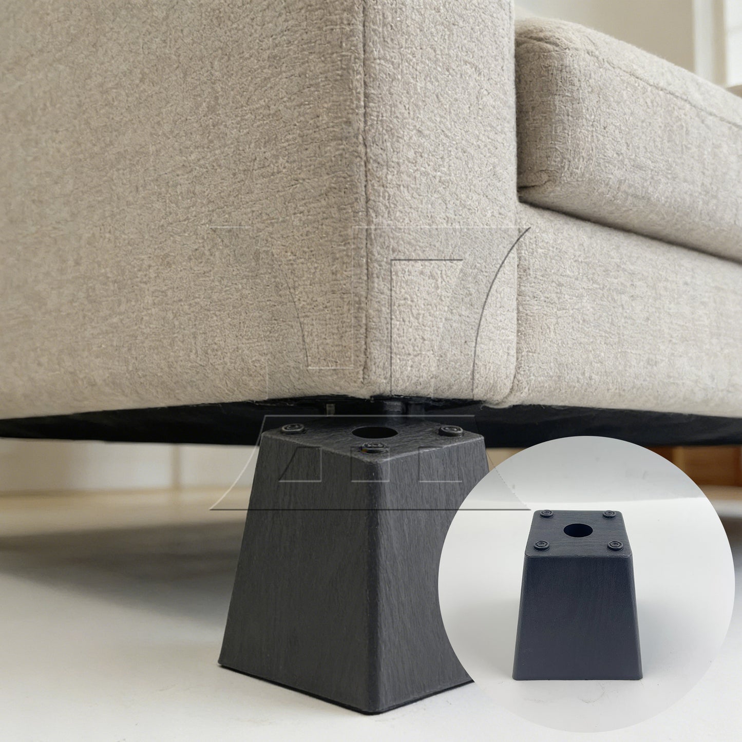 BQLZR Trapezoid Black Plastic Furniture Legs for Sofa 98x98x67mm