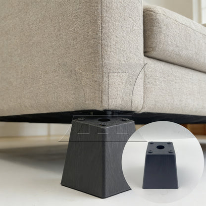 BQLZR Trapezoid Black Plastic Furniture Legs for Sofa 98x98x67mm
