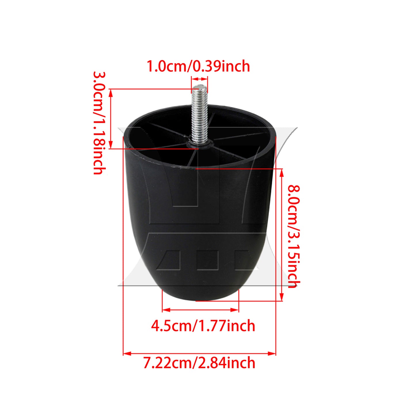 BQLZR  Cylinder Black Plastic Furniture Legs Feet for Sofa 80 x 73 x 45mm BQLZR