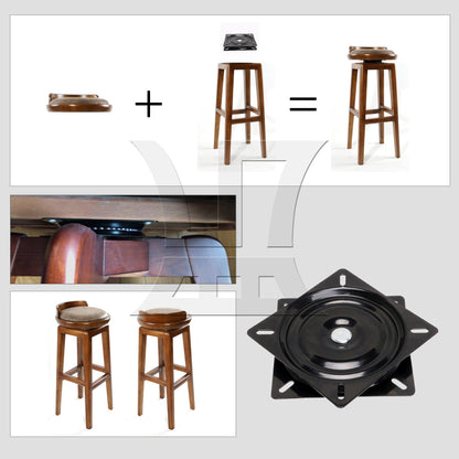 BQLZR 6.1" Square A3 Steel Plate Replacement Furniture Ball Bearing Swivel Black