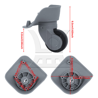 BQLZR 2Pieces Grey Plastic DIY Luggage Swivel Wheel 9.1cmx9.7x4.9cm BQLZR