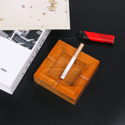 BQLZR 10cm Bamboo Square Cigarette Ashtray Ashes Tray Smoking Cigar Holder