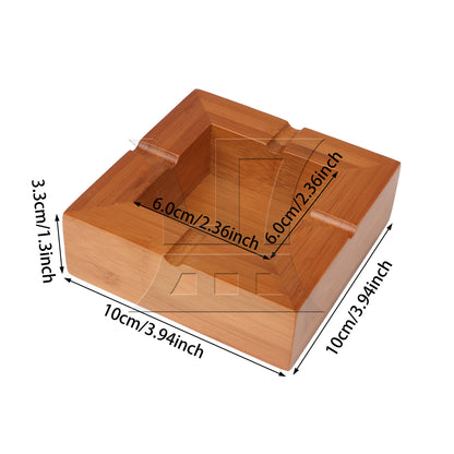 BQLZR 10cm Bamboo Square Cigarette Ashtray Ashes Tray Smoking Cigar Holder