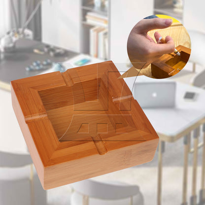 BQLZR 10cm Bamboo Square Cigarette Ashtray Ashes Tray Smoking Cigar Holder