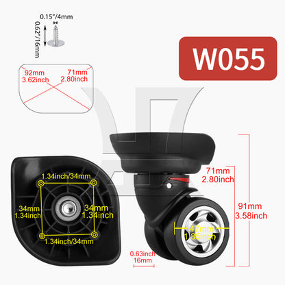 BQLZR Black 10.8x9.9x4.7cm Left & Right Luggage Suitcase Wheels DIY