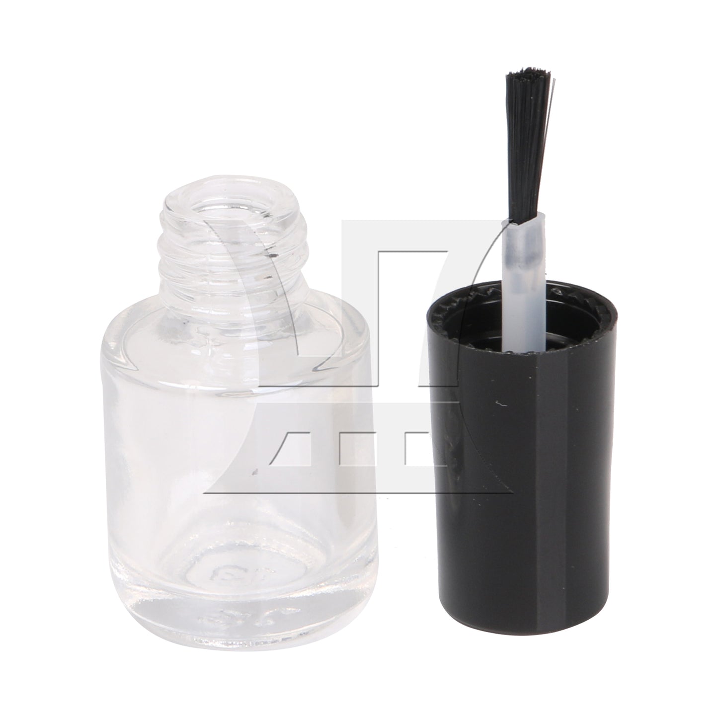 BQLZR 5ml Black Transparent Round Empty Polish Glass Bottle W/ Brush