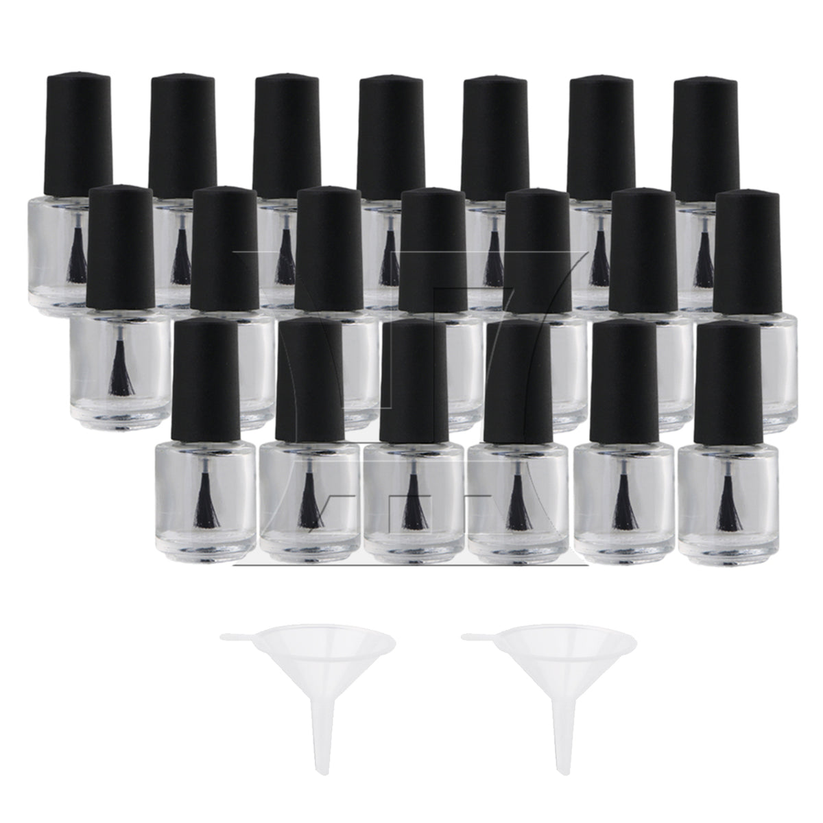 BQLZR 5ml Black Transparent Round Empty Polish Glass Bottle W/ Brush