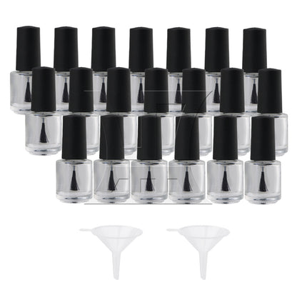 BQLZR 5ml Black Transparent Round Empty Polish Glass Bottle W/ Brush