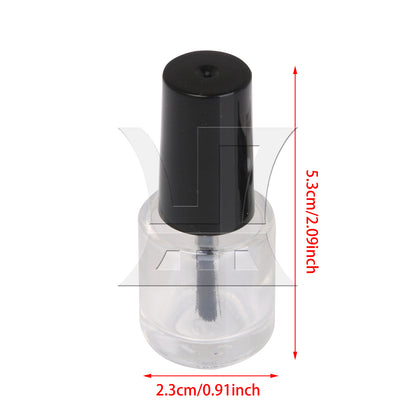 BQLZR 5ml Black Transparent Round Empty Polish Glass Bottle W/ Brush