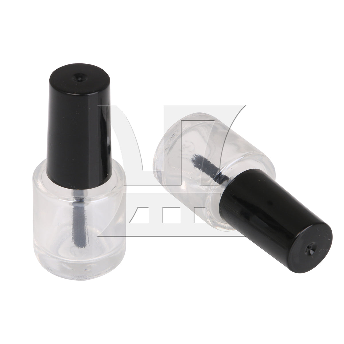 BQLZR 5ml Black Transparent Round Empty Polish Glass Bottle W/ Brush