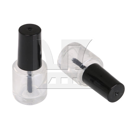 BQLZR 5ml Black Transparent Round Empty Polish Glass Bottle W/ Brush