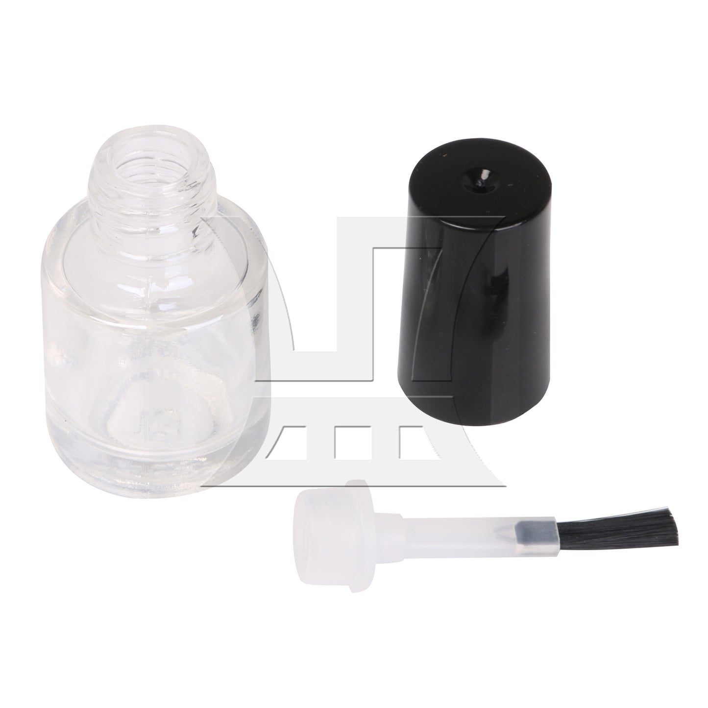 BQLZR 5ml Black Transparent Round Empty Polish Glass Bottle W/ Brush