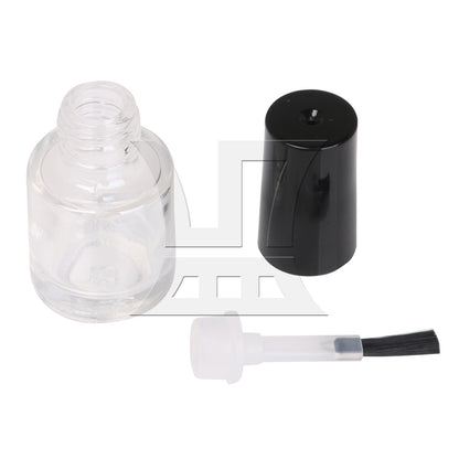 BQLZR 5ml Black Transparent Round Empty Polish Glass Bottle W/ Brush