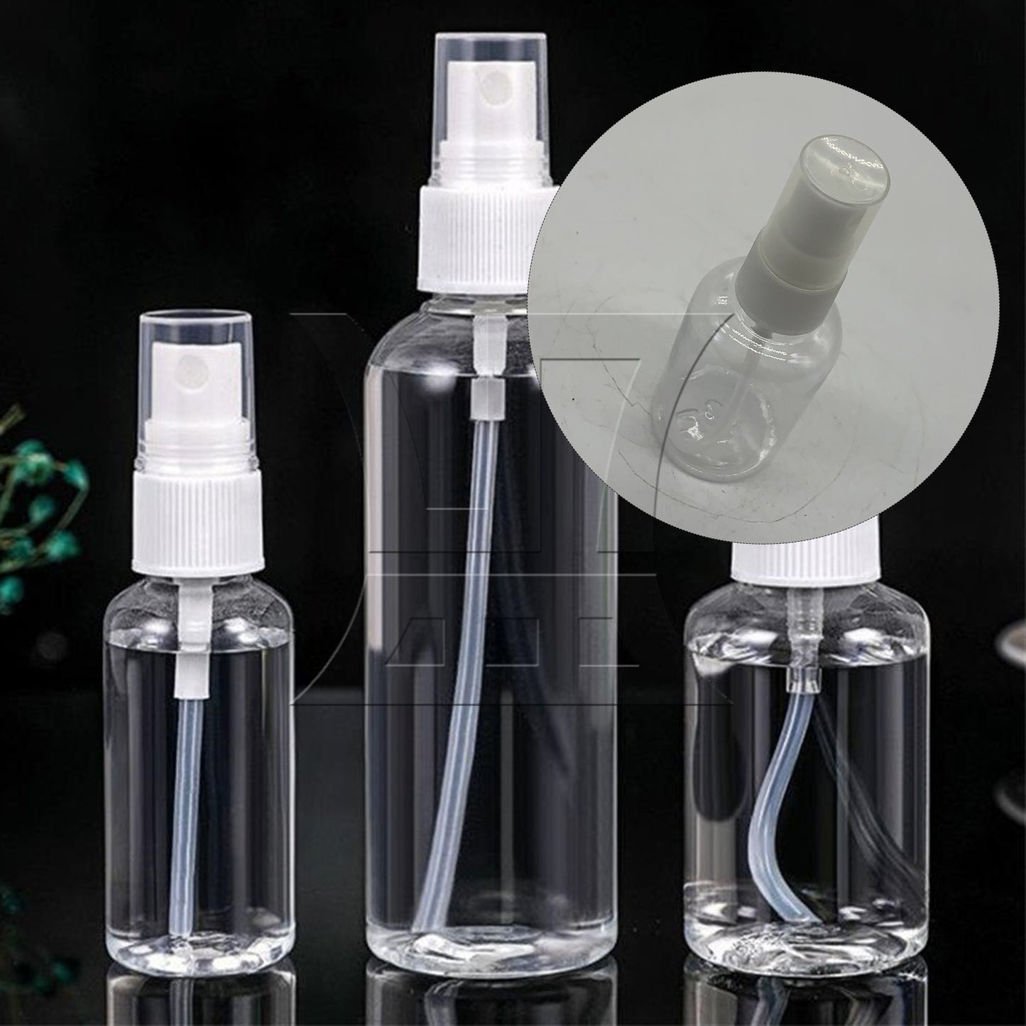 BQLZR  White Transparent Plastic Perfume Atomizer Empty Spray Bottle 50ml