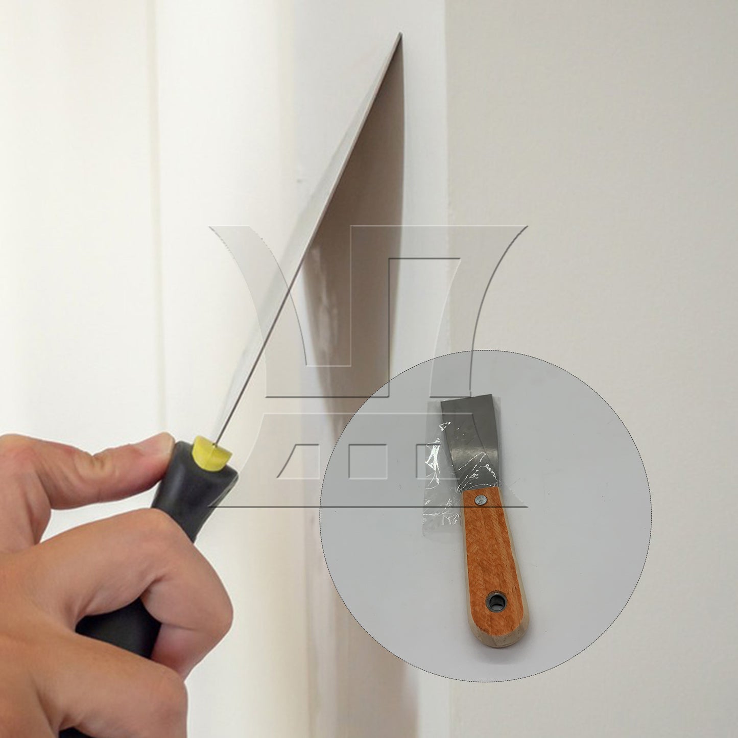BQLZR Wooden Handle Stainless Steel Putty Heat-treated 1.5inch