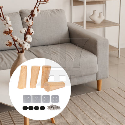 BQLZR 4 Pieces Wooden Furniture Leg Bed Table Feet for Home Sofa 150mm Wood Color