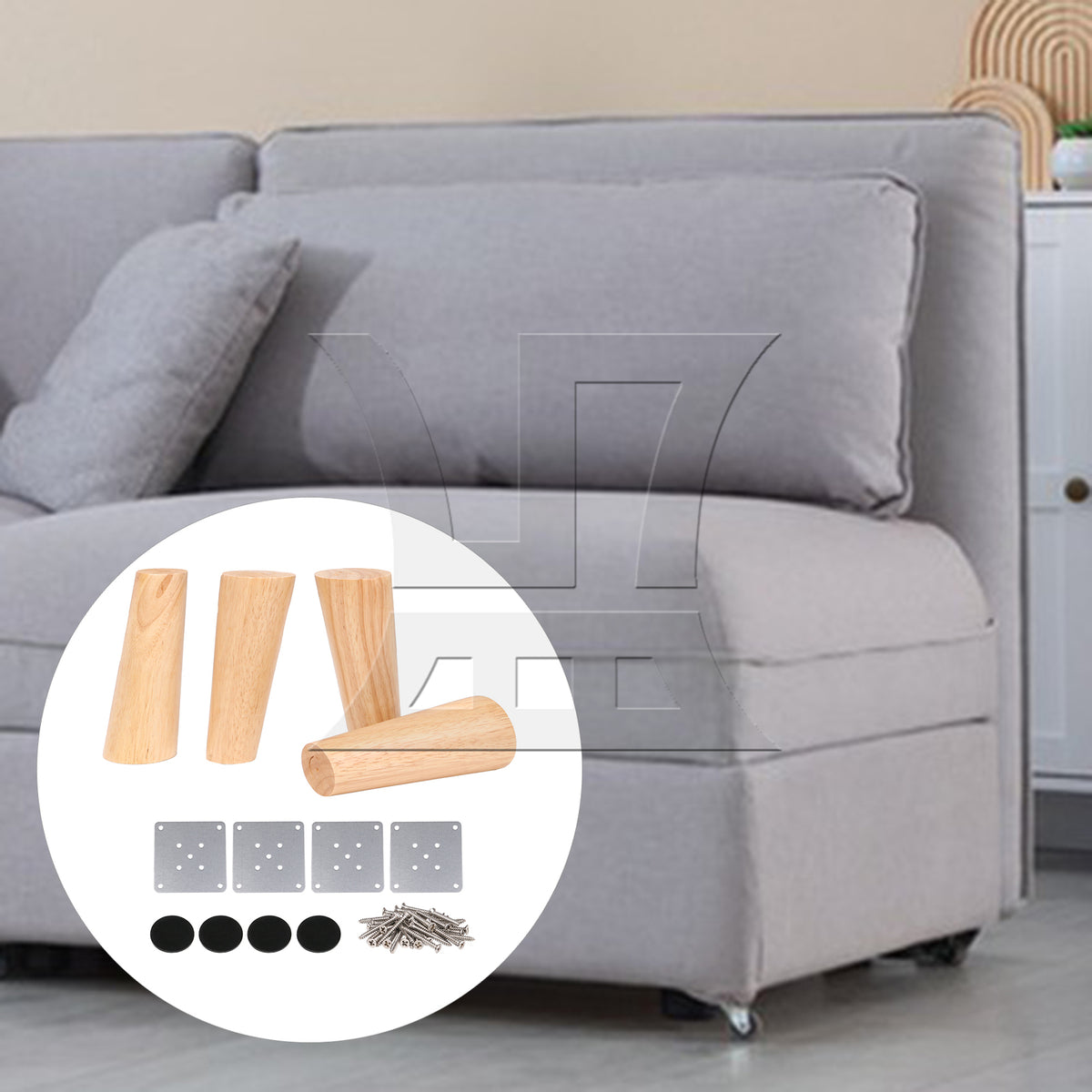 BQLZR 4 Pieces Wooden Furniture Leg Bed Table Feet for Home Sofa 150mm Wood Color