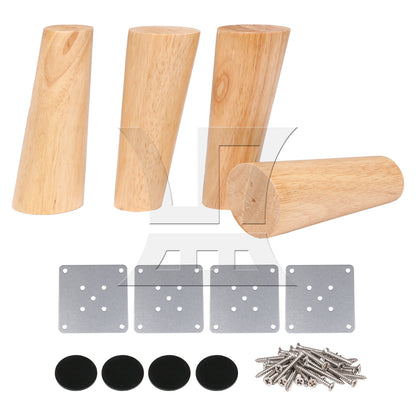 BQLZR 4 Pieces Wooden Furniture Leg Bed Table Feet for Home Sofa 150mm Wood Color