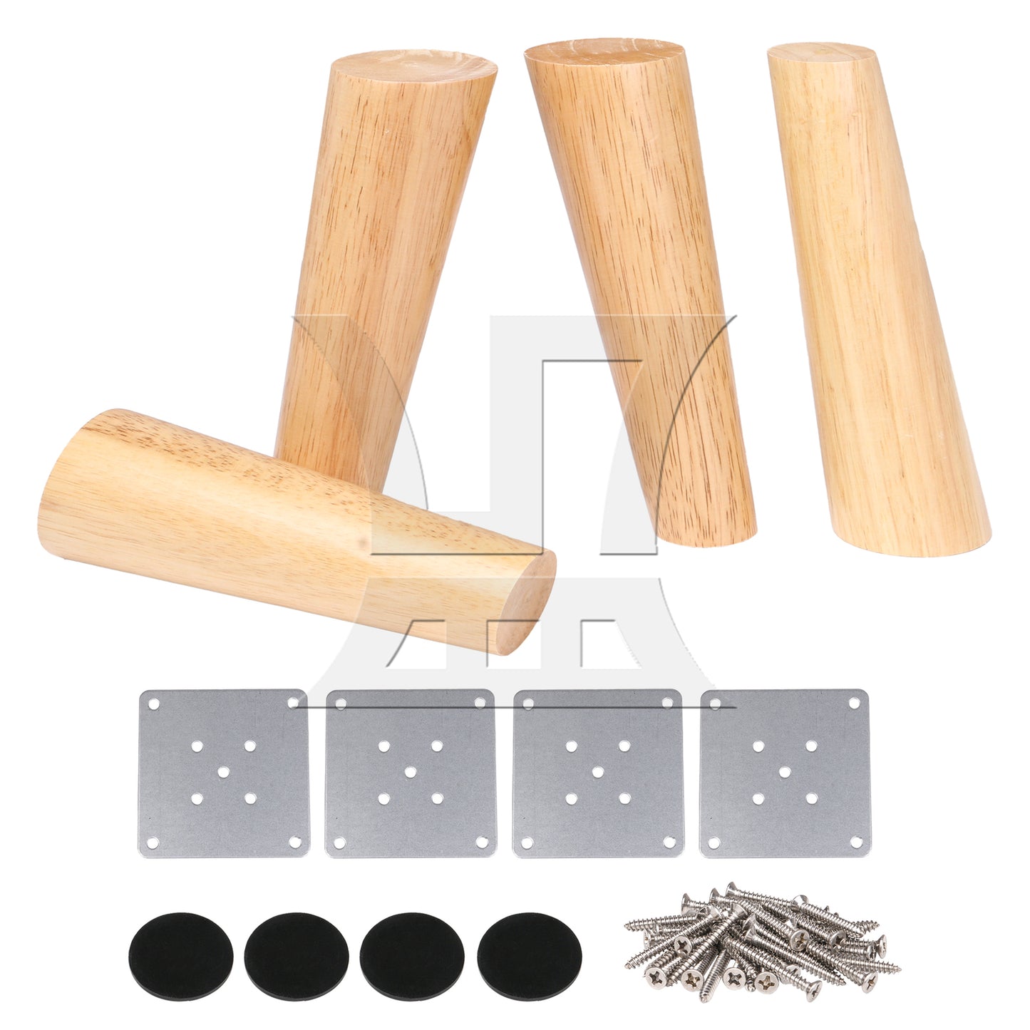 BQLZR  Solid Wood Furniture Leg & Plate & Screw & Pad 7.09 inch Walnut Color