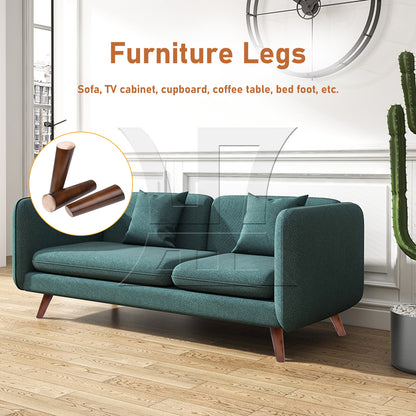 BQLZR  Solid Wood Furniture Leg & Plate & Screw & Pad 7.09 inch Walnut Color