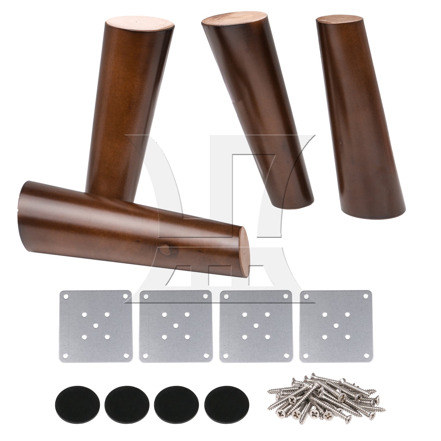 BQLZR  Solid Wood Furniture Leg & Plate & Screw & Pad 7.09 inch Walnut Color