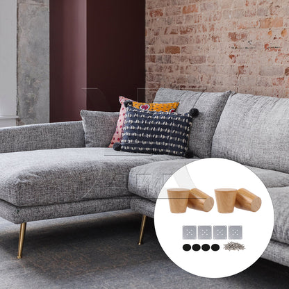 BQLZR Wooden Furniture Legs Feet w/ Plates for Sofa Tea Table 60x60x37mm