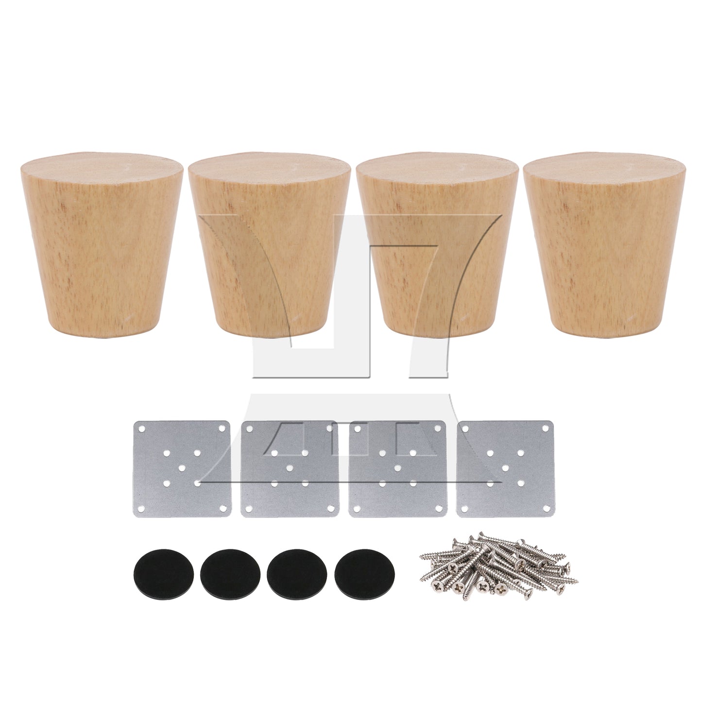BQLZR Wooden Furniture Legs Feet w/ Plates for Sofa Tea Table 60x60x37mm