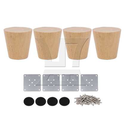BQLZR Wooden Furniture Legs Feet w/ Plates for Sofa Tea Table 60x60x37mm