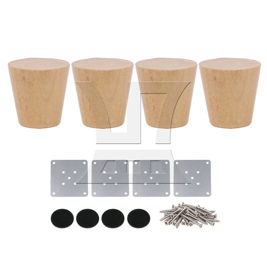 BQLZR Wooden Furniture Legs Feet w/ Plates for Sofa Tea Table 60x60x37mm