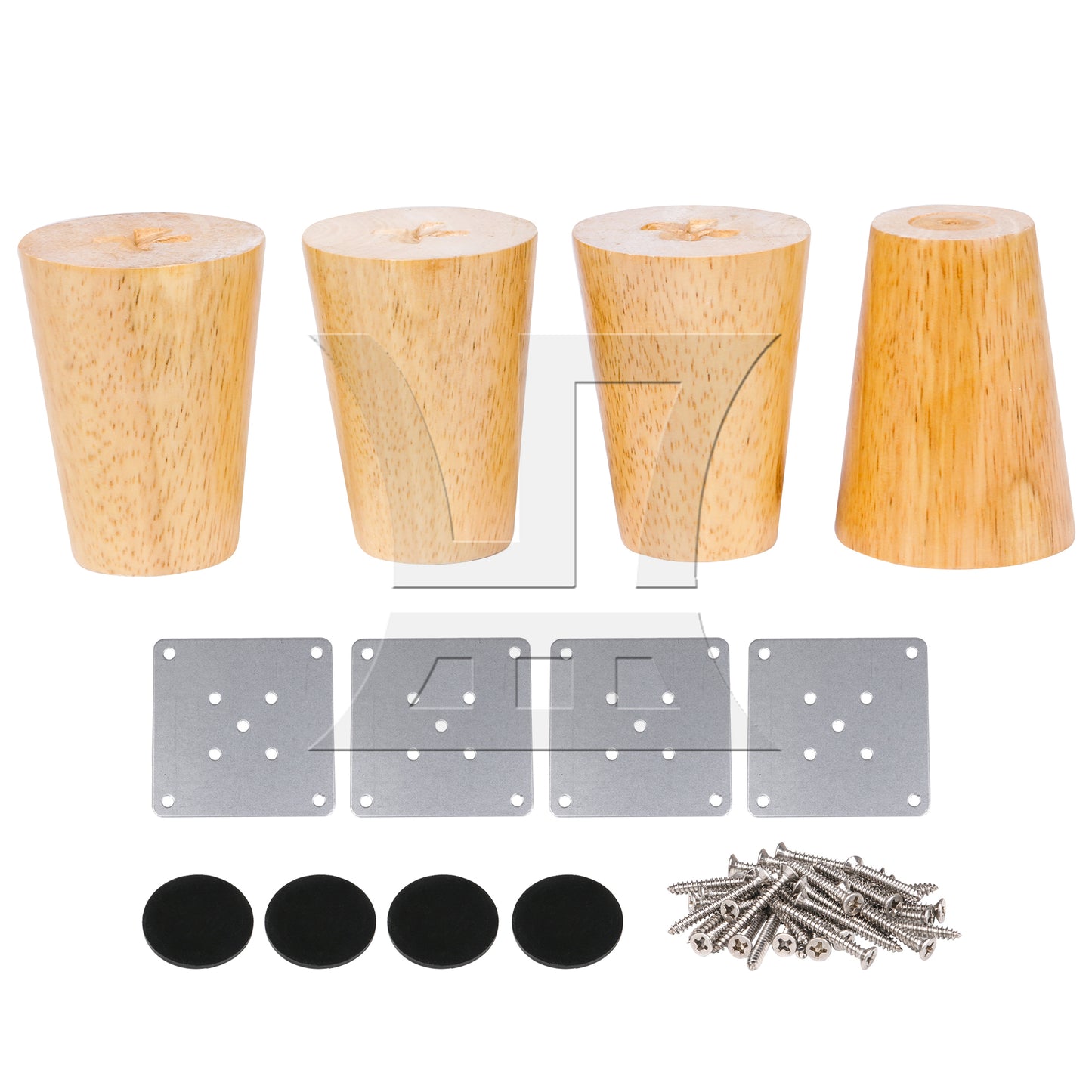 BQLZR Wooden Furniture Legs w/ Plates Screws for Sofa Table 100x60mm